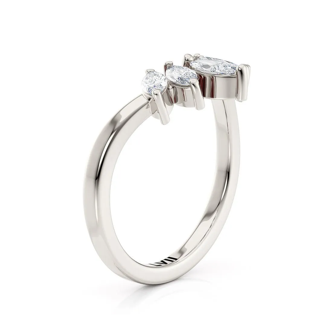 Contoured Marquise Lab-Grown Diamond Rings  - The Florence Wedding Band