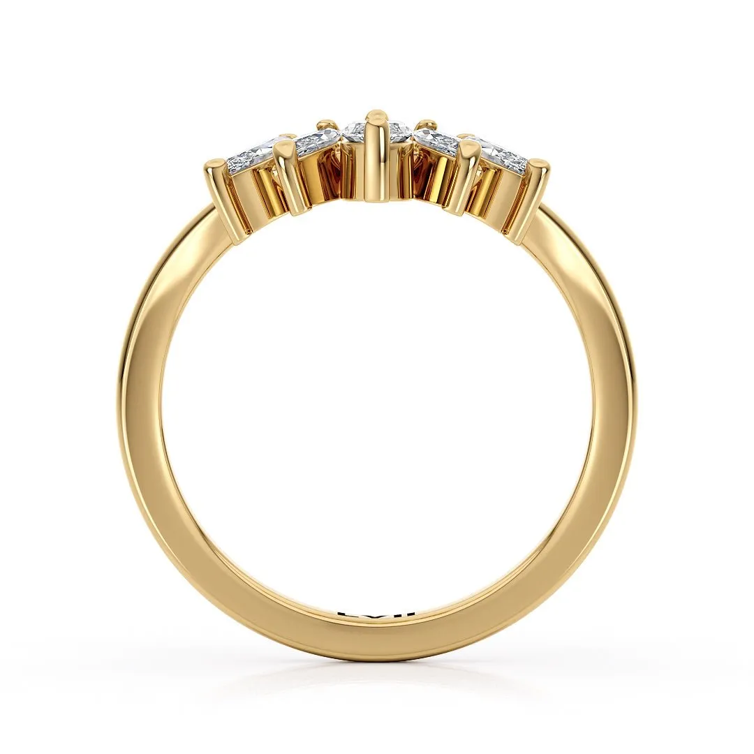 Contoured Marquise Lab-Grown Diamond Rings  - The Florence Wedding Band