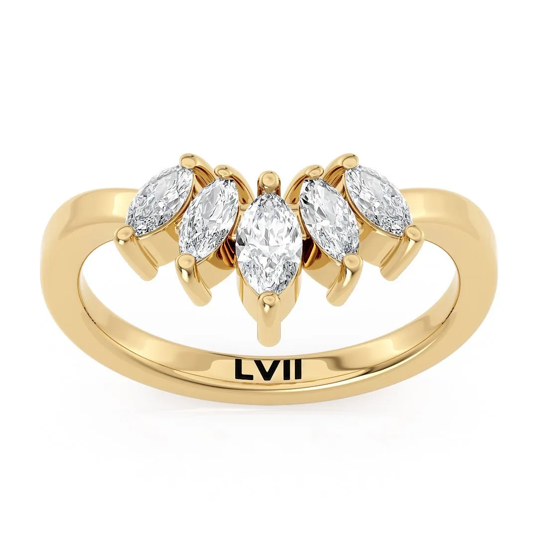 Contoured Marquise Lab-Grown Diamond Rings  - The Florence Wedding Band