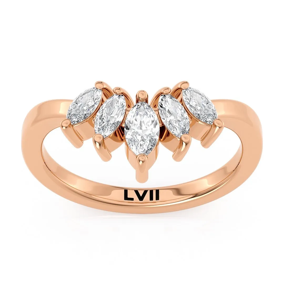 Contoured Marquise Lab-Grown Diamond Rings  - The Florence Wedding Band