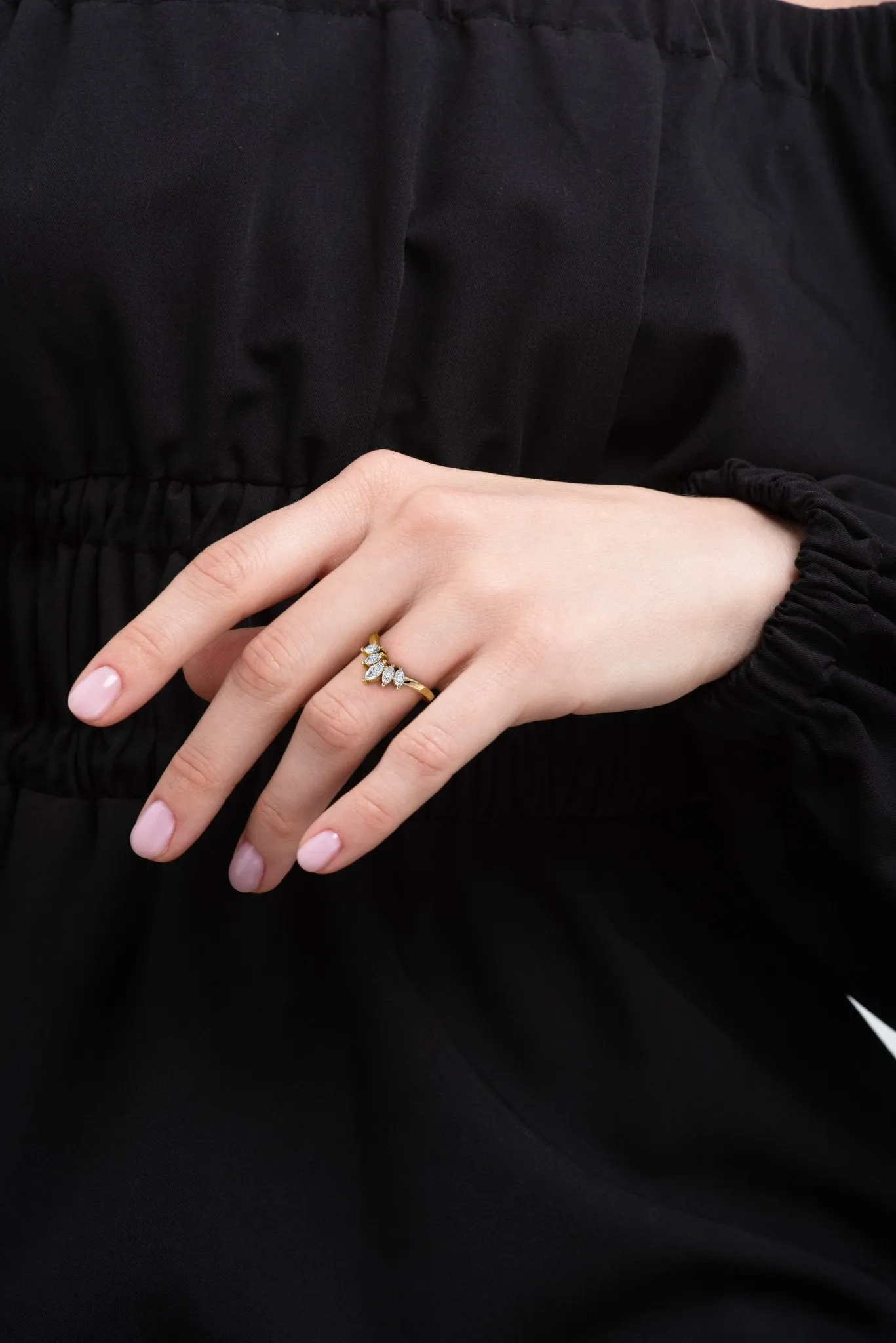 Contoured Marquise Lab-Grown Diamond Rings  - The Florence Wedding Band