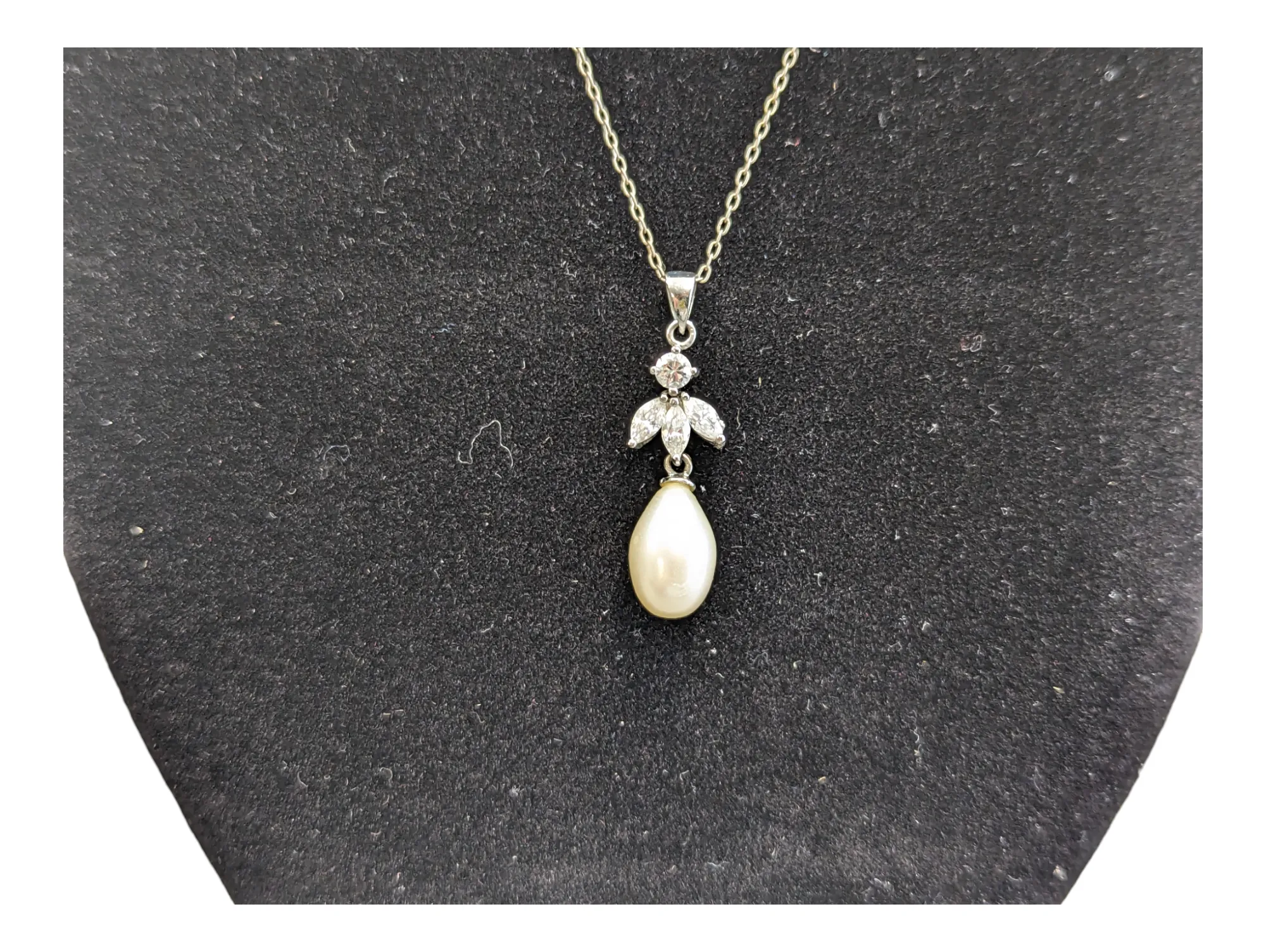 Cultured Pearl Drop Sterling Silver Necklace