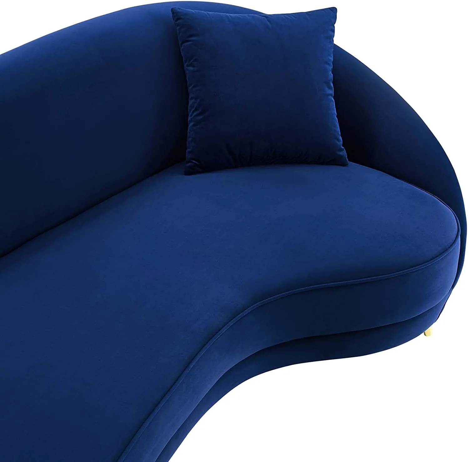 Curved Back Performance Velvet Sofa in Navy
