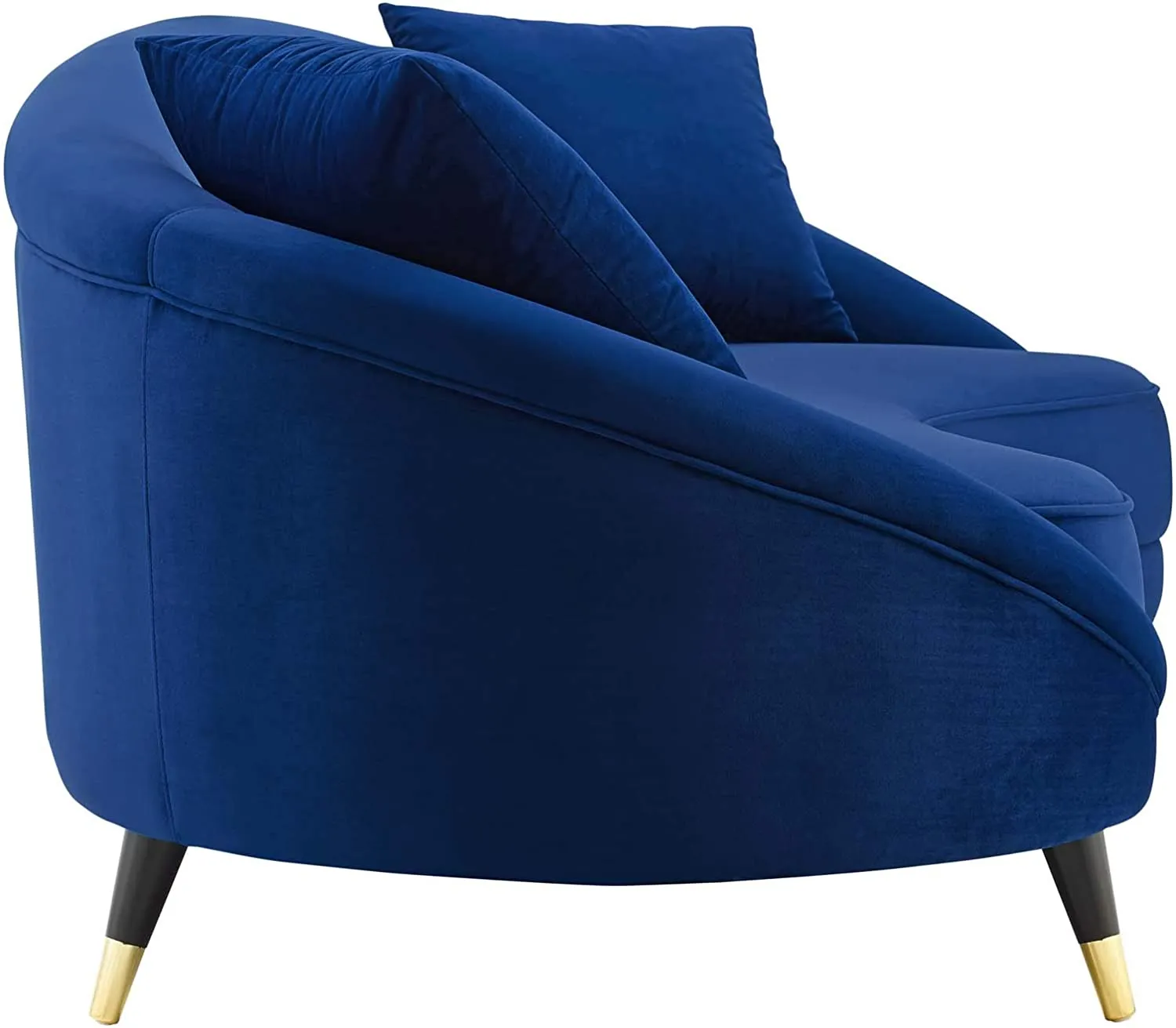 Curved Back Performance Velvet Sofa in Navy