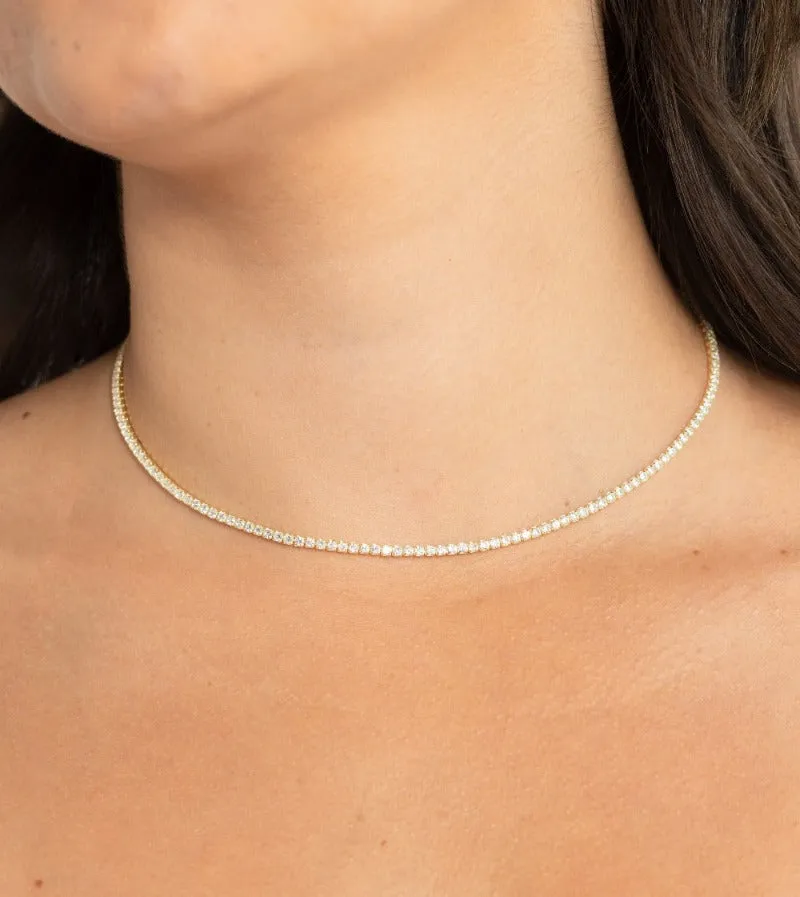 CZ Tennis Necklace | 10k Yellow Gold