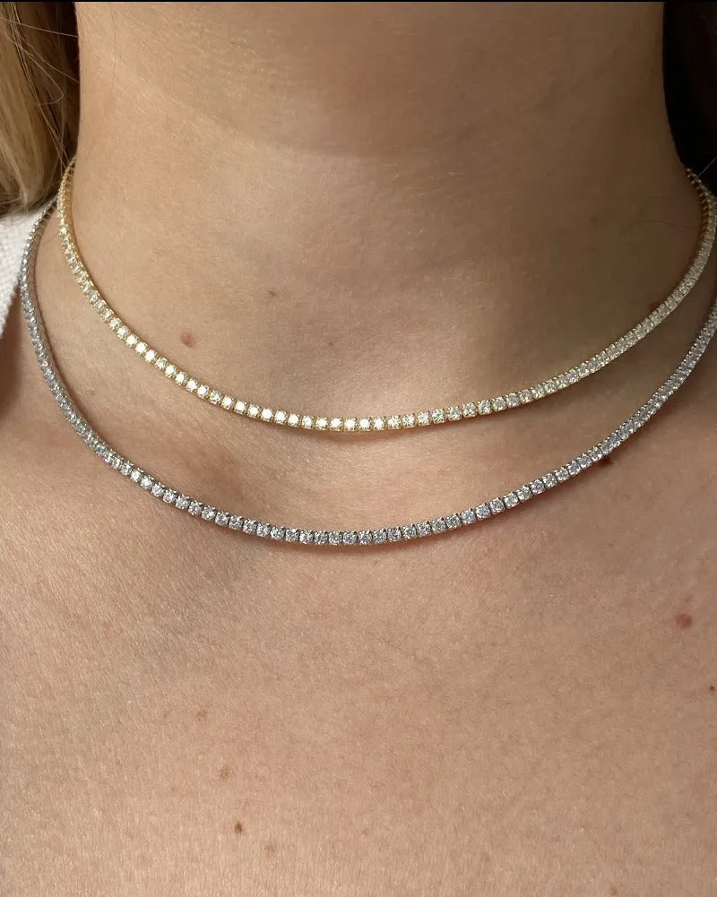 CZ Tennis Necklace | 10k Yellow Gold