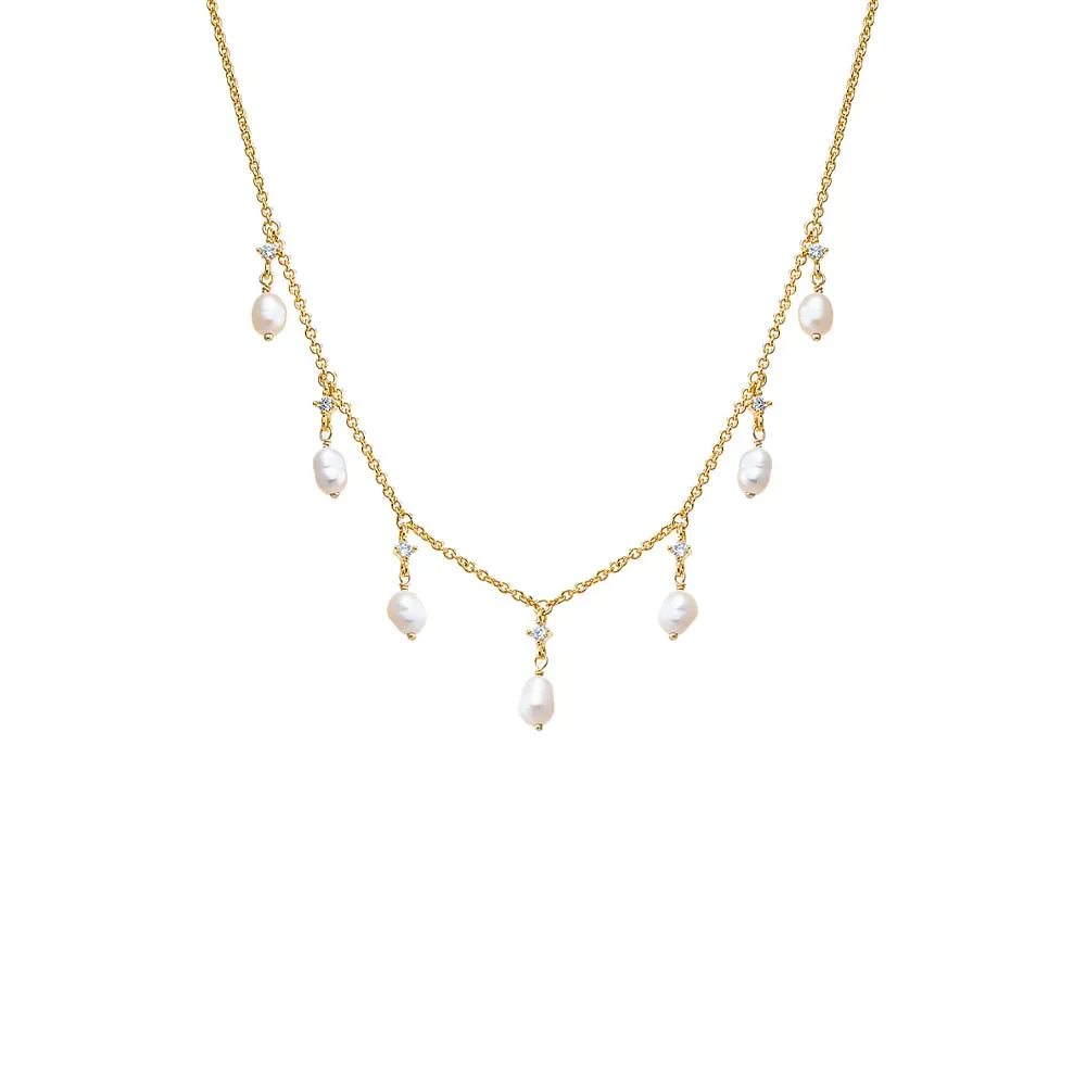 CZ X Pearl Shaker Necklace