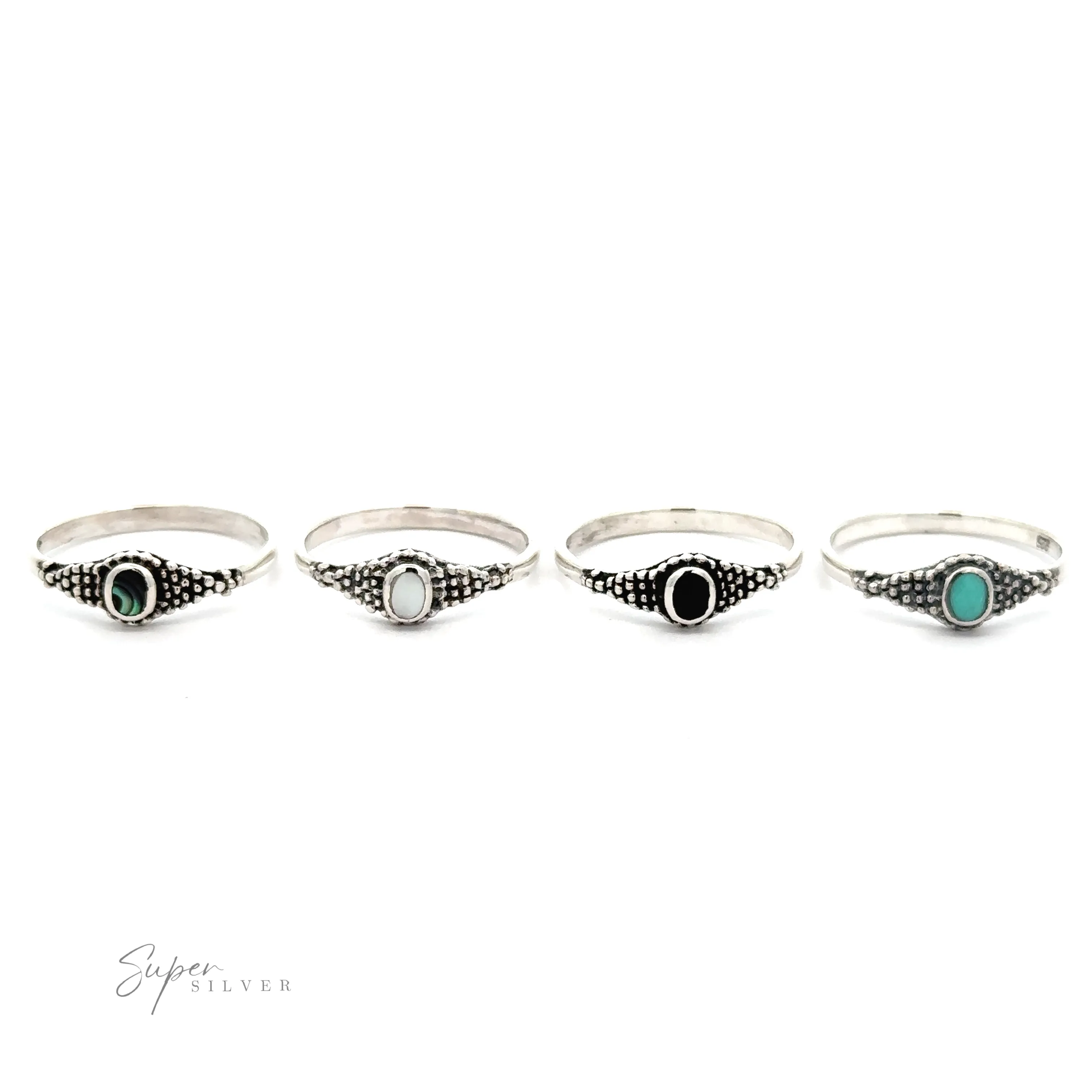 Dainty Inlaid Ring with Beaded Texture