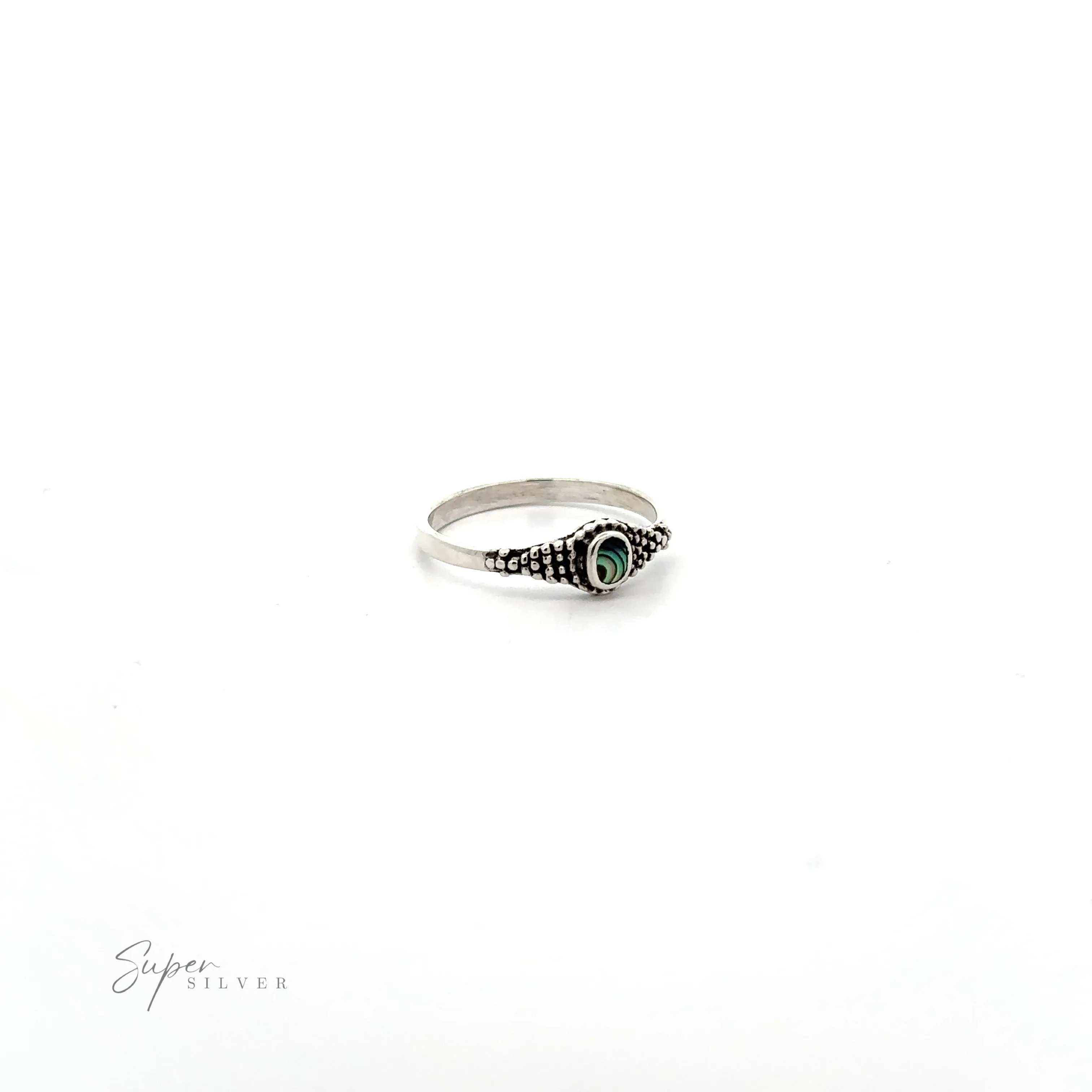 Dainty Inlaid Ring with Beaded Texture