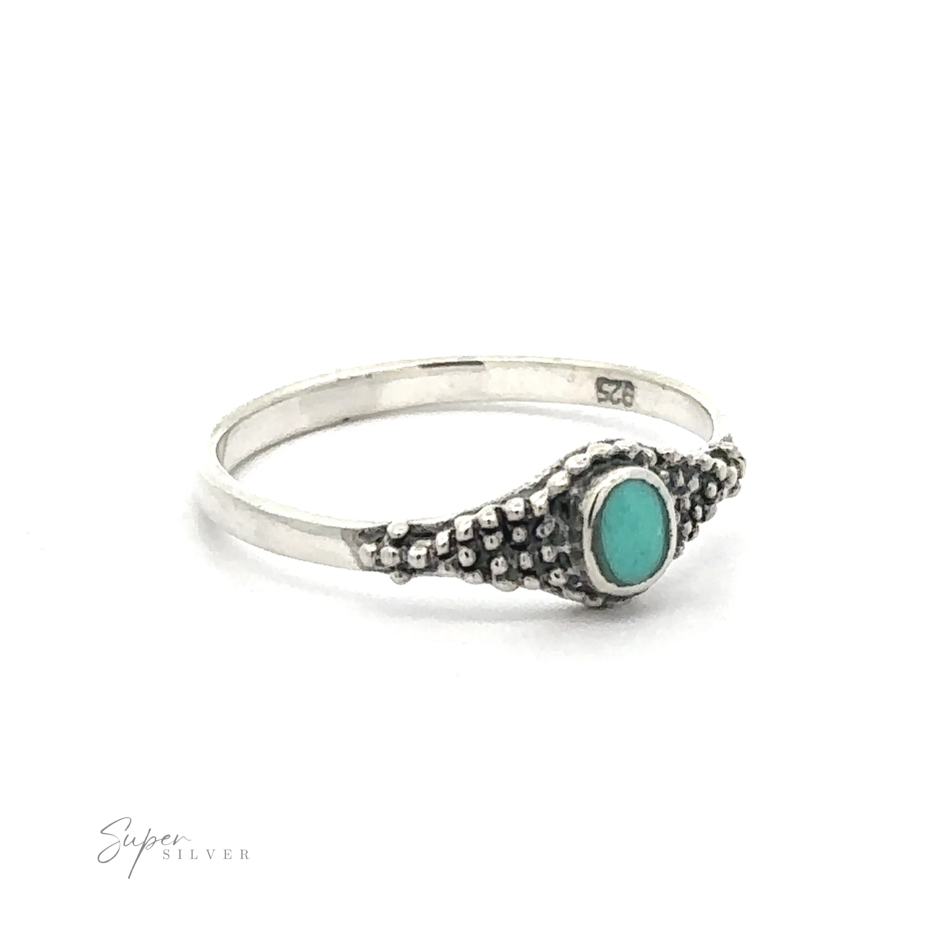 Dainty Inlaid Ring with Beaded Texture