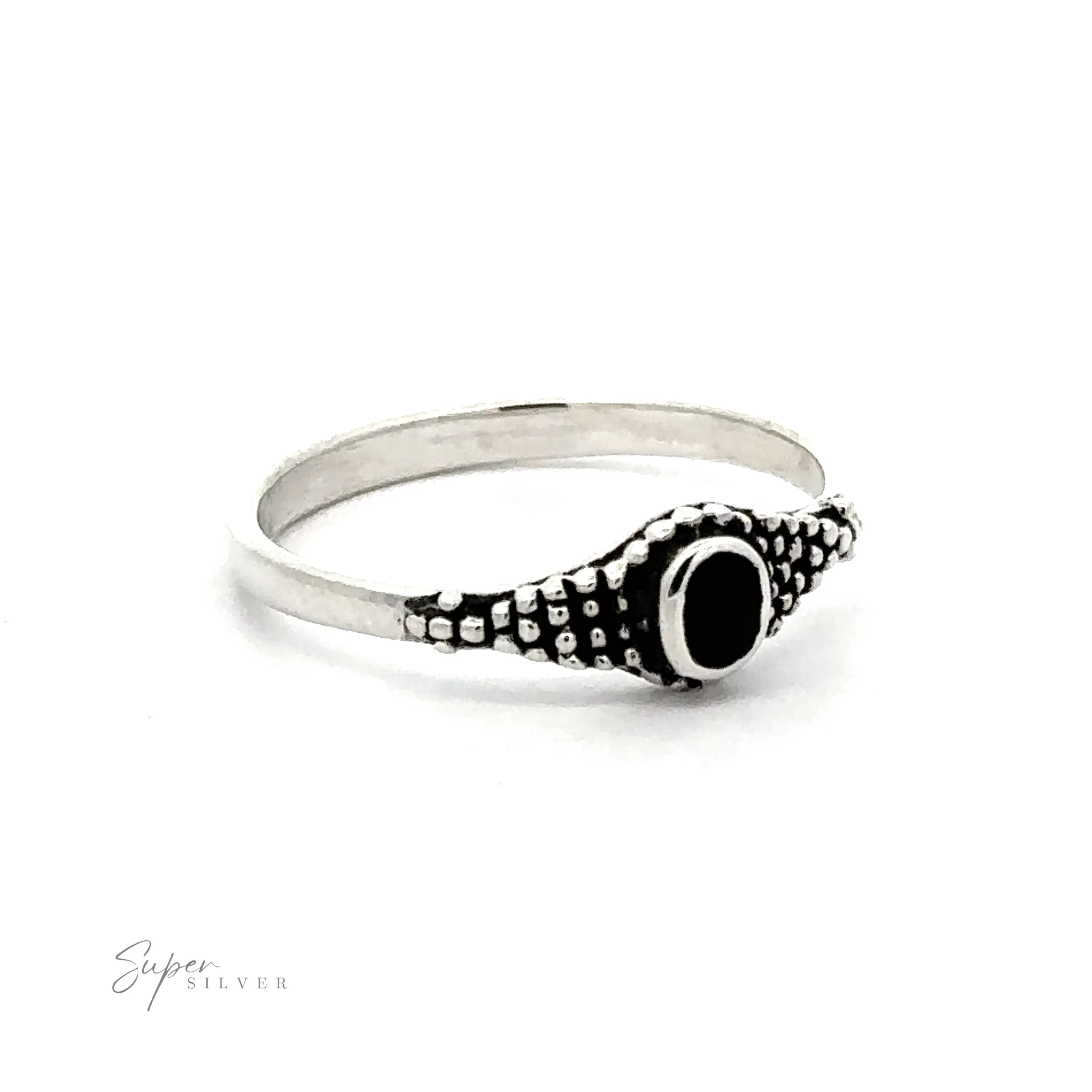 Dainty Inlaid Ring with Beaded Texture