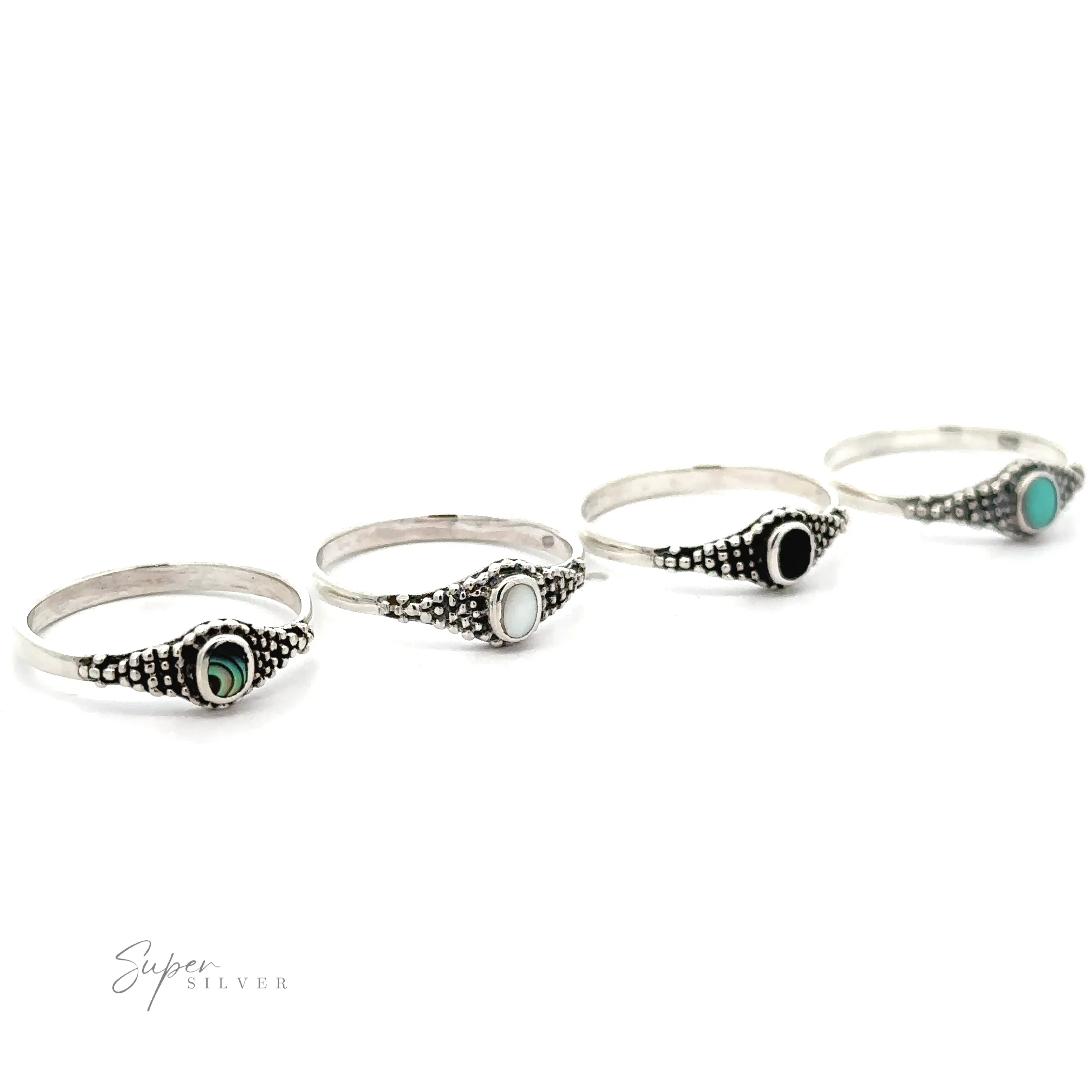 Dainty Inlaid Ring with Beaded Texture