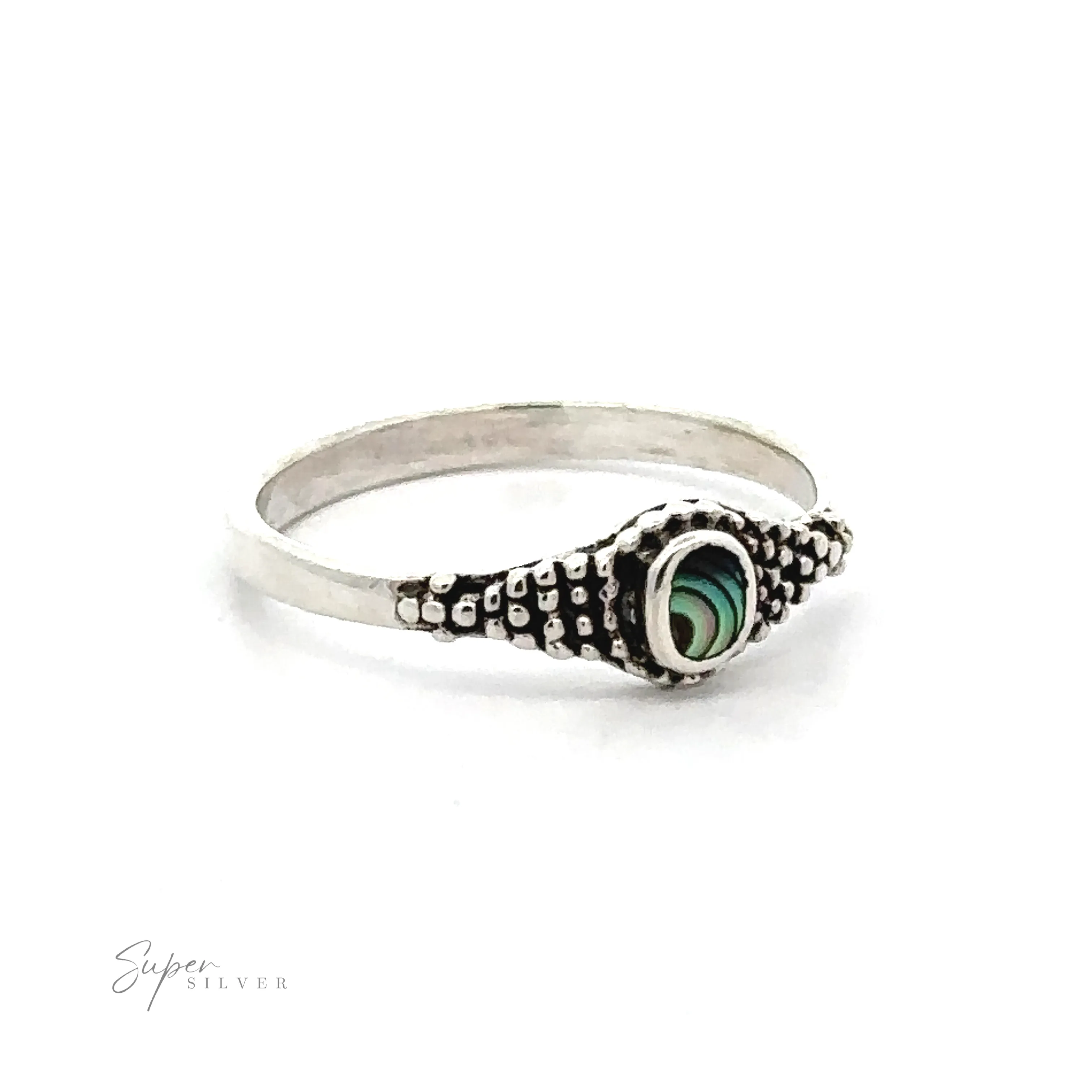 Dainty Inlaid Ring with Beaded Texture