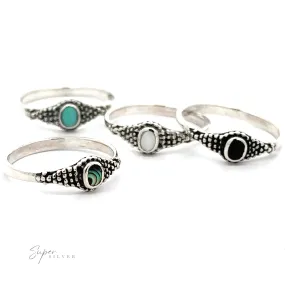 Dainty Inlaid Ring with Beaded Texture