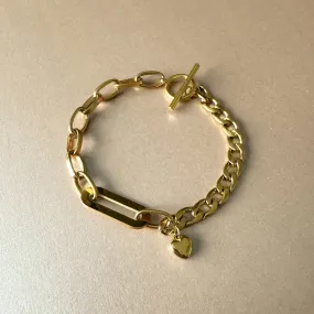 Danni Luxe 18k Gold T Bar Charm Bracelet
