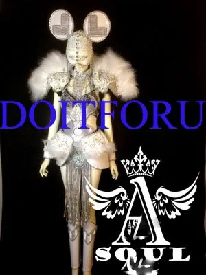 DHL  LED light ballroom costumes sexy silver catwalk dance music singer clothes bar party wears disco stage dj cosplay dresses