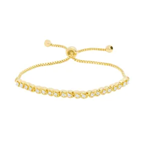 Diamond Accent Swirl Adjustable Bolo Bracelet Gold Plated