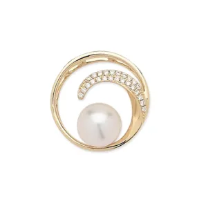 Diamond and Pearl Wave Pendant
