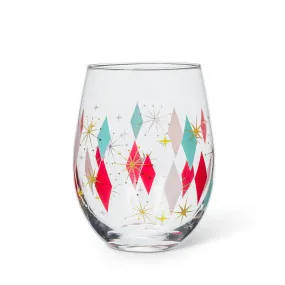 Diamond Art Deco Pattern Stemless Glass