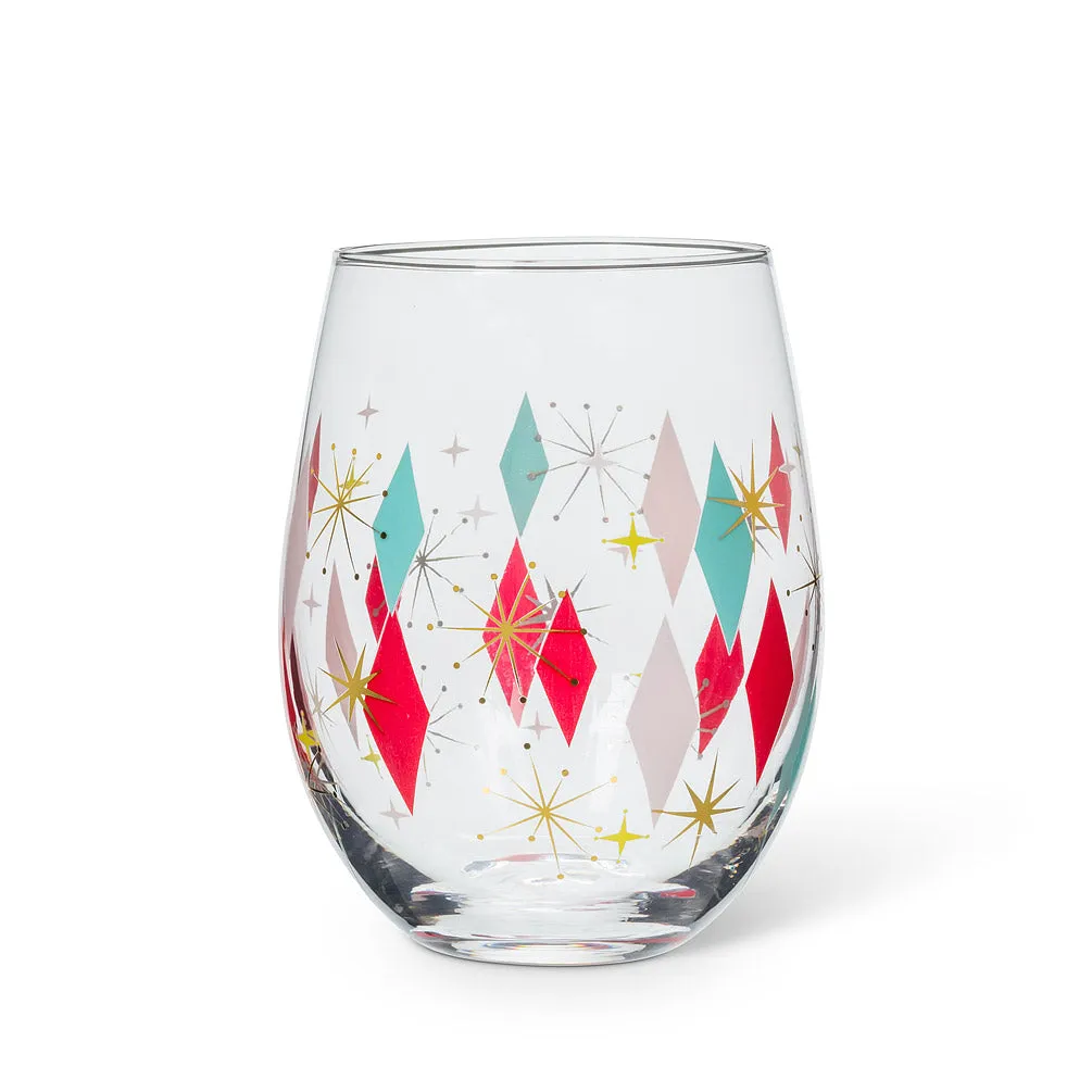 Diamond Art Deco Pattern Stemless Glass