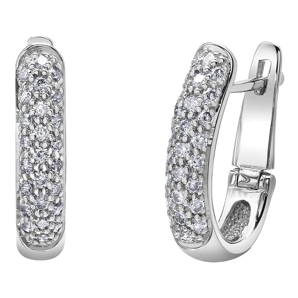 Diamond Huggie J-Hoop Earrings