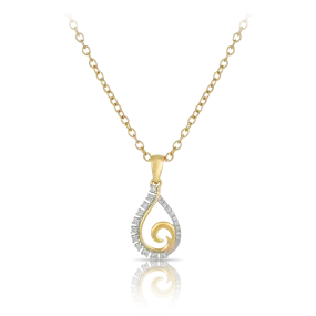 Diamond Swirl Pendant in 9ct Yellow and White Gold