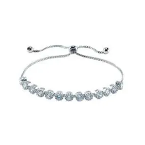 Elegant Round Cut CZ Tennis Draw String Adjustable Brass Bracelet