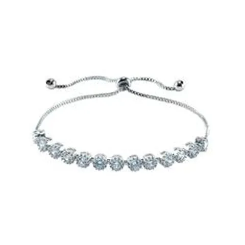 Elegant Round Cut CZ Tennis Draw String Adjustable Brass Bracelet