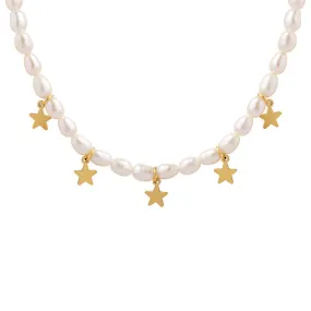 Enchanting Baroque Pearl Star Necklace with Titanium Steel Pendant