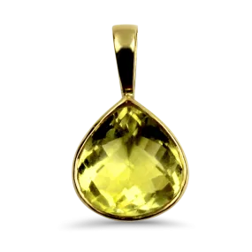 Estate 18k Yellow Gold Green Citrine Pendant