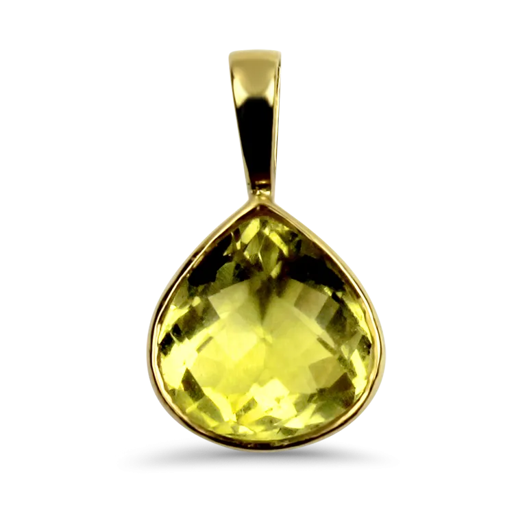 Estate 18k Yellow Gold Green Citrine Pendant