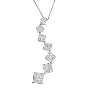 Exquisite 10K White Gold Snake Pendant Necklace Featuring 1 ct Princess Cut Diamonds