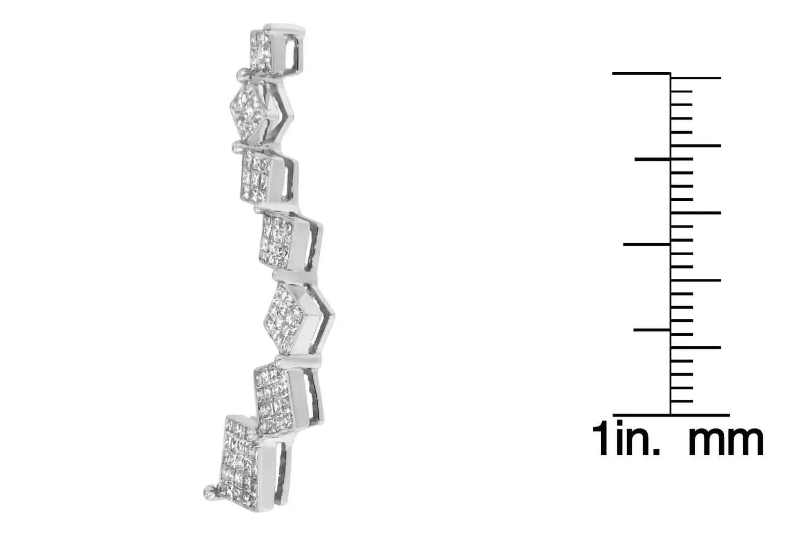 Exquisite 10K White Gold Snake Pendant Necklace Featuring 1 ct Princess Cut Diamonds
