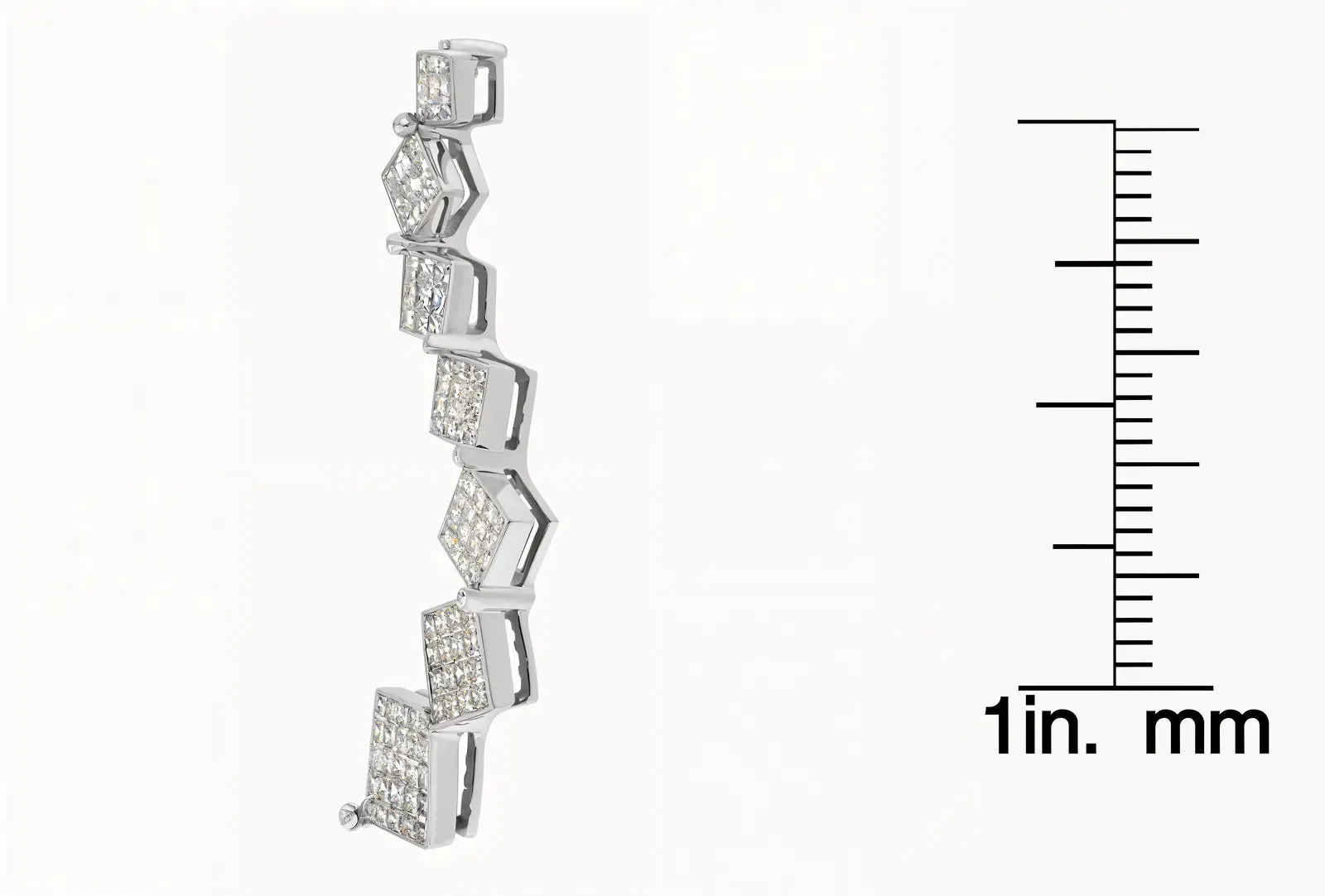 Exquisite 10K White Gold Snake Pendant Necklace Featuring 1 ct Princess Cut Diamonds