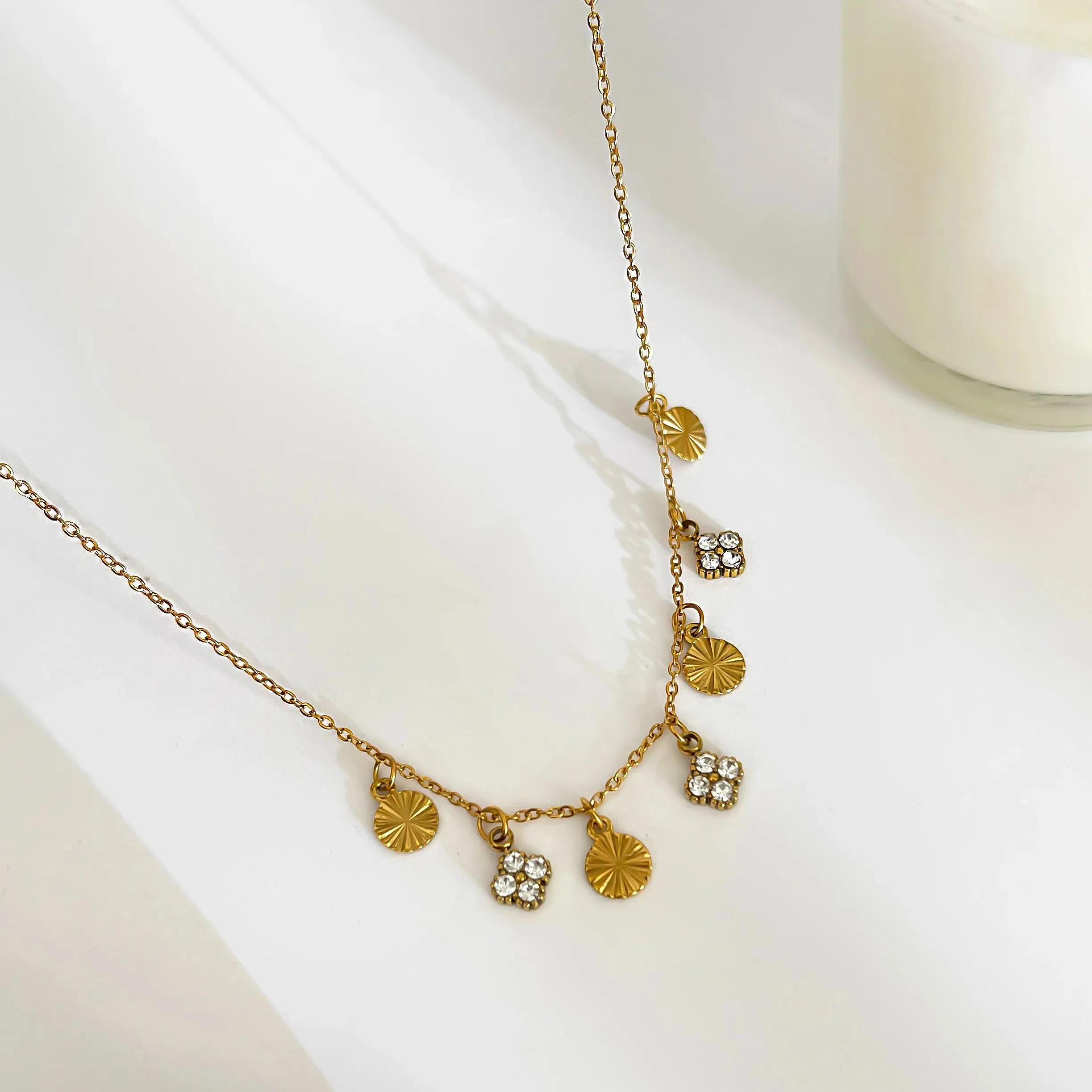 Exquisite Sparkling Rhinestone Geometric Tassel Choker Necklace
