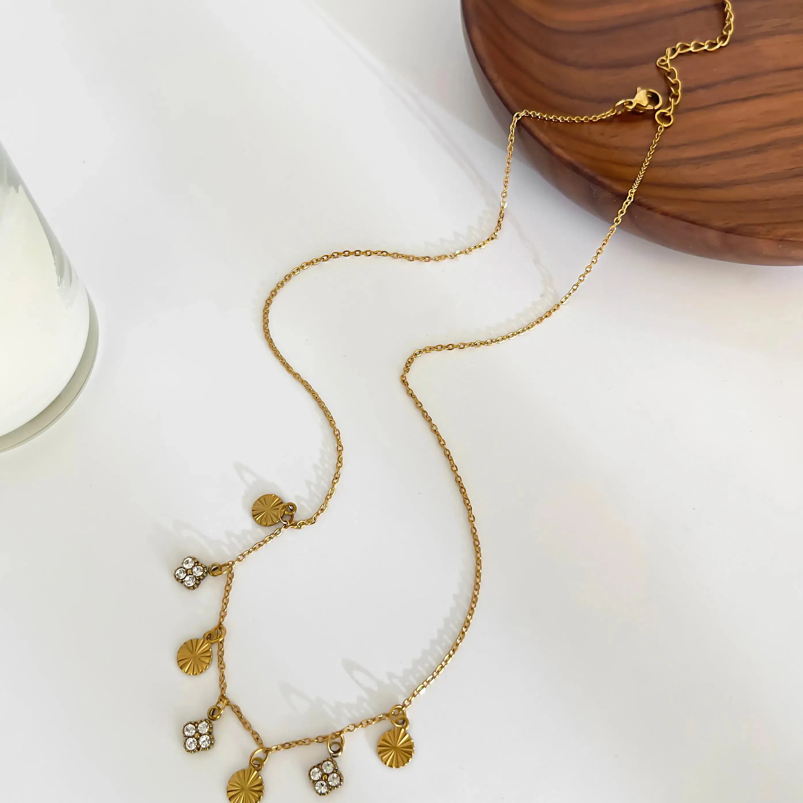 Exquisite Sparkling Rhinestone Geometric Tassel Choker Necklace
