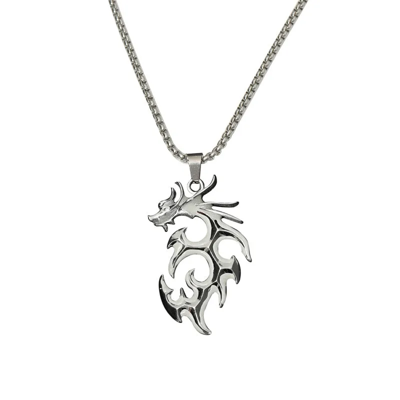 Fashionable and minimalist men's flame dragon luminous necklace