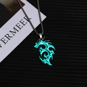 Fashionable and minimalist men's flame dragon luminous necklace