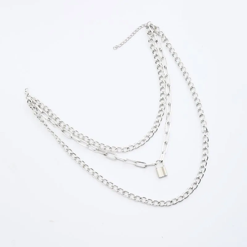 Fashionable Necklace Layered Chain Necklace Lock Pendant Jewelry For Women