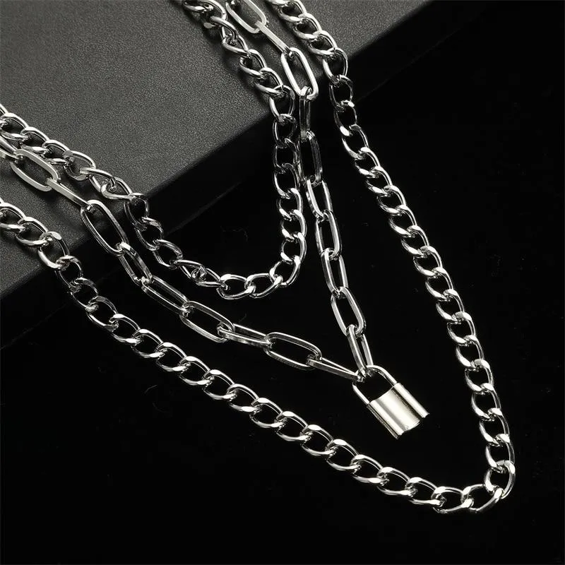 Fashionable Necklace Layered Chain Necklace Lock Pendant Jewelry For Women