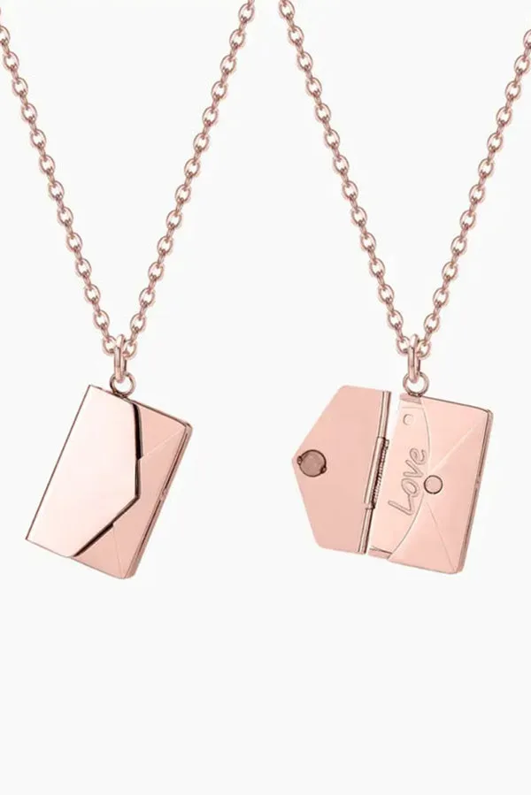 Fashionable Opening and Book Letter Heart Couple Necklace