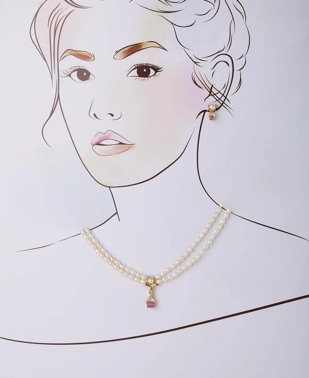 Fashionable Real Pearl Neckalce Set