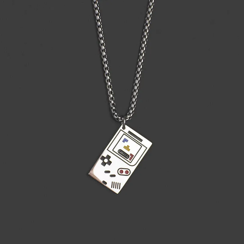 Fashionable Titanium Steel Color Game Console Necklace
