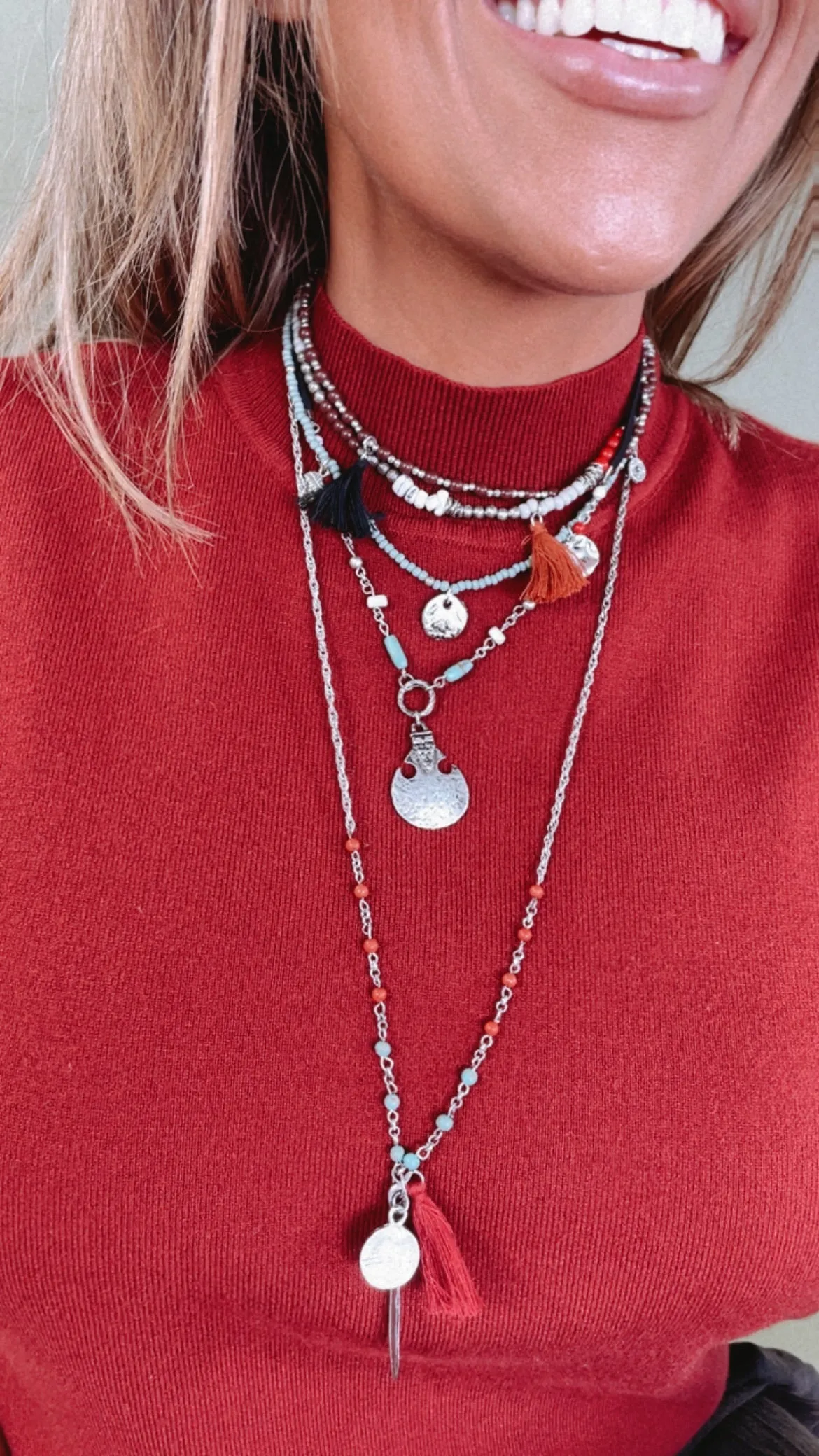 Feather Fringe Multi-Layered Necklace