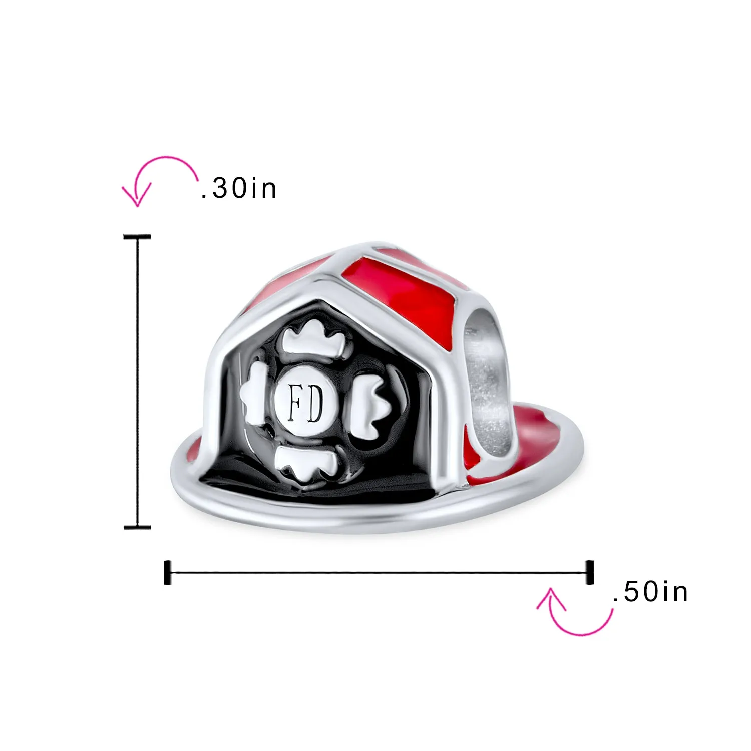 Firefighter Hat Charm Bead Sterling Silver for European Bracelet