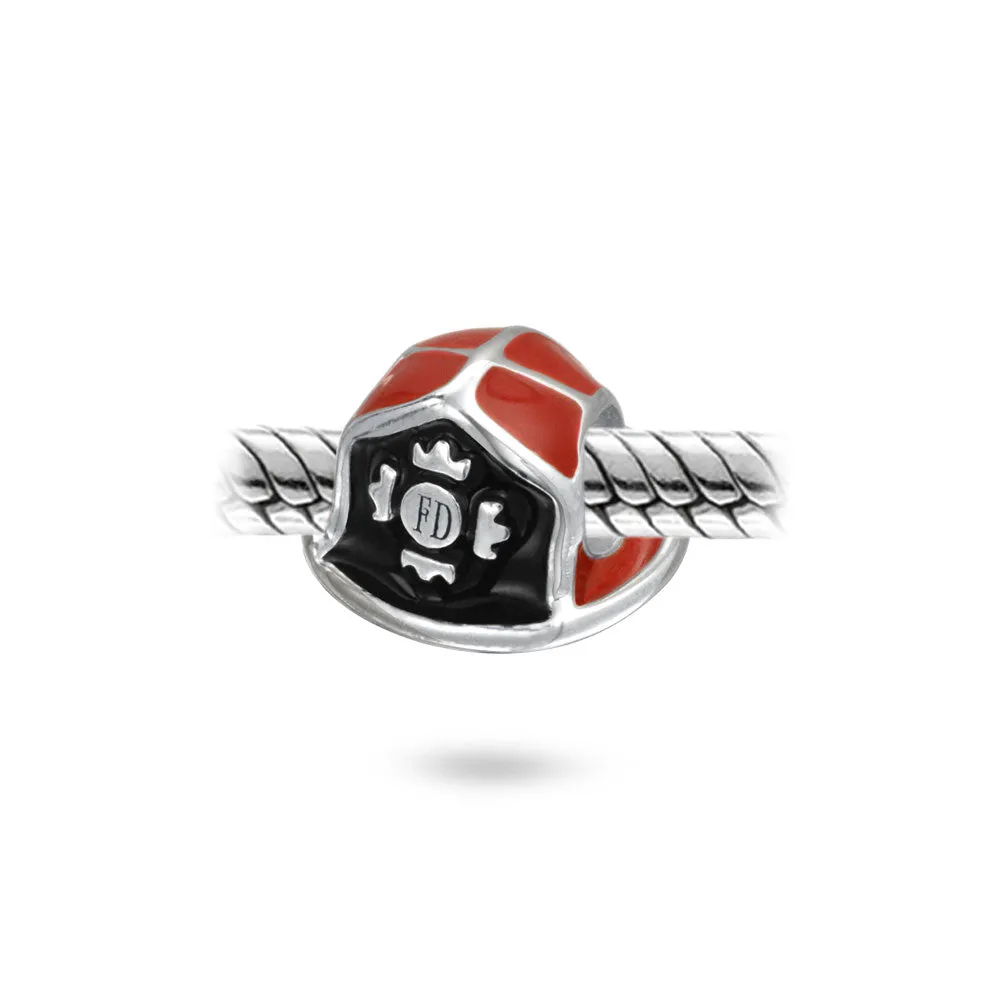 Firefighter Hat Charm Bead Sterling Silver for European Bracelet