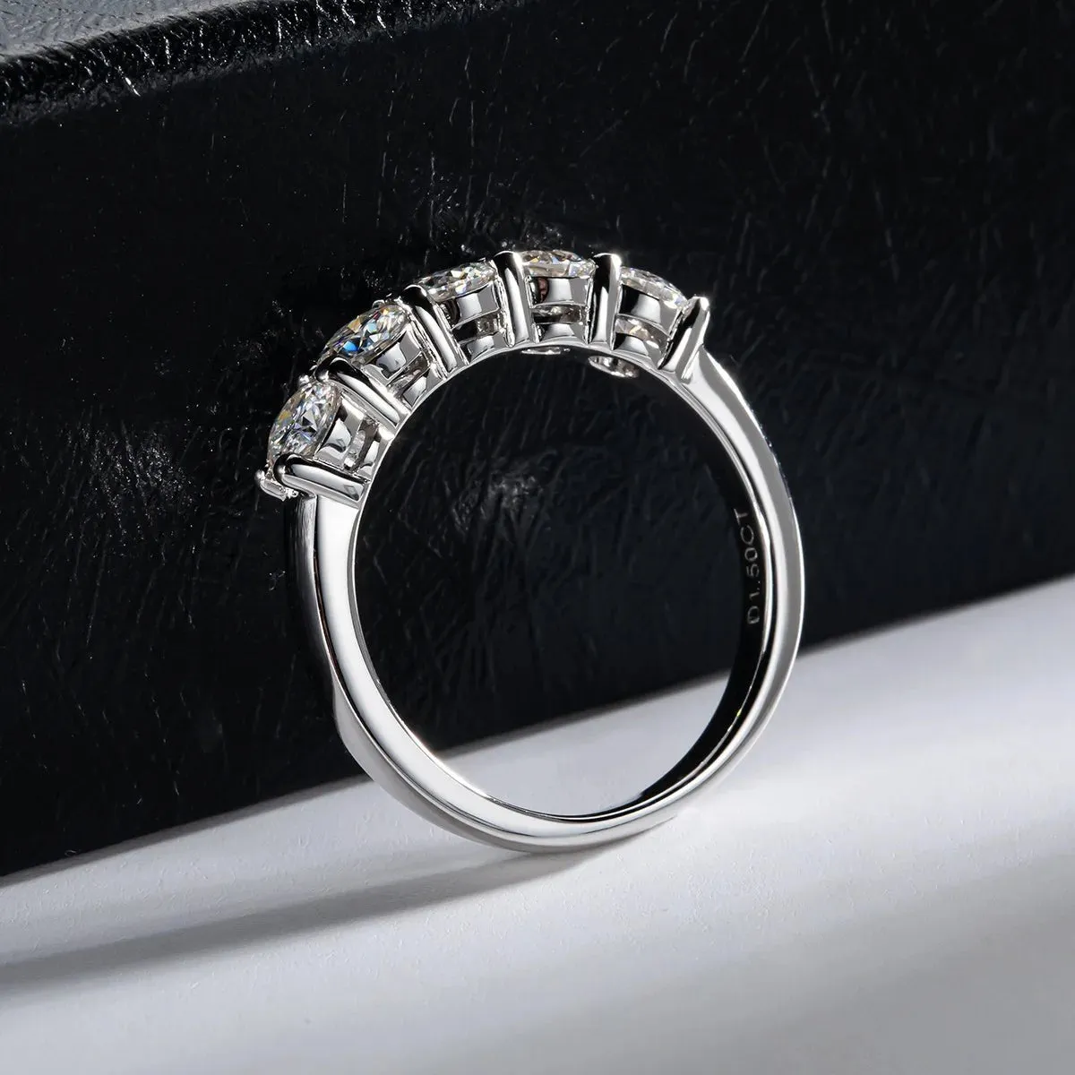 Five Stone 4mm Round Cut Diamond Wedding Band
