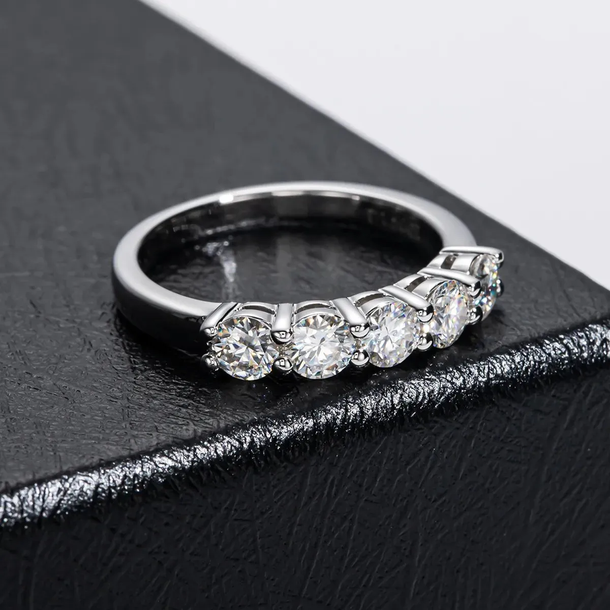Five Stone 4mm Round Cut Diamond Wedding Band
