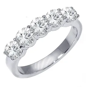 Five Stone 4mm Round Cut Diamond Wedding Band