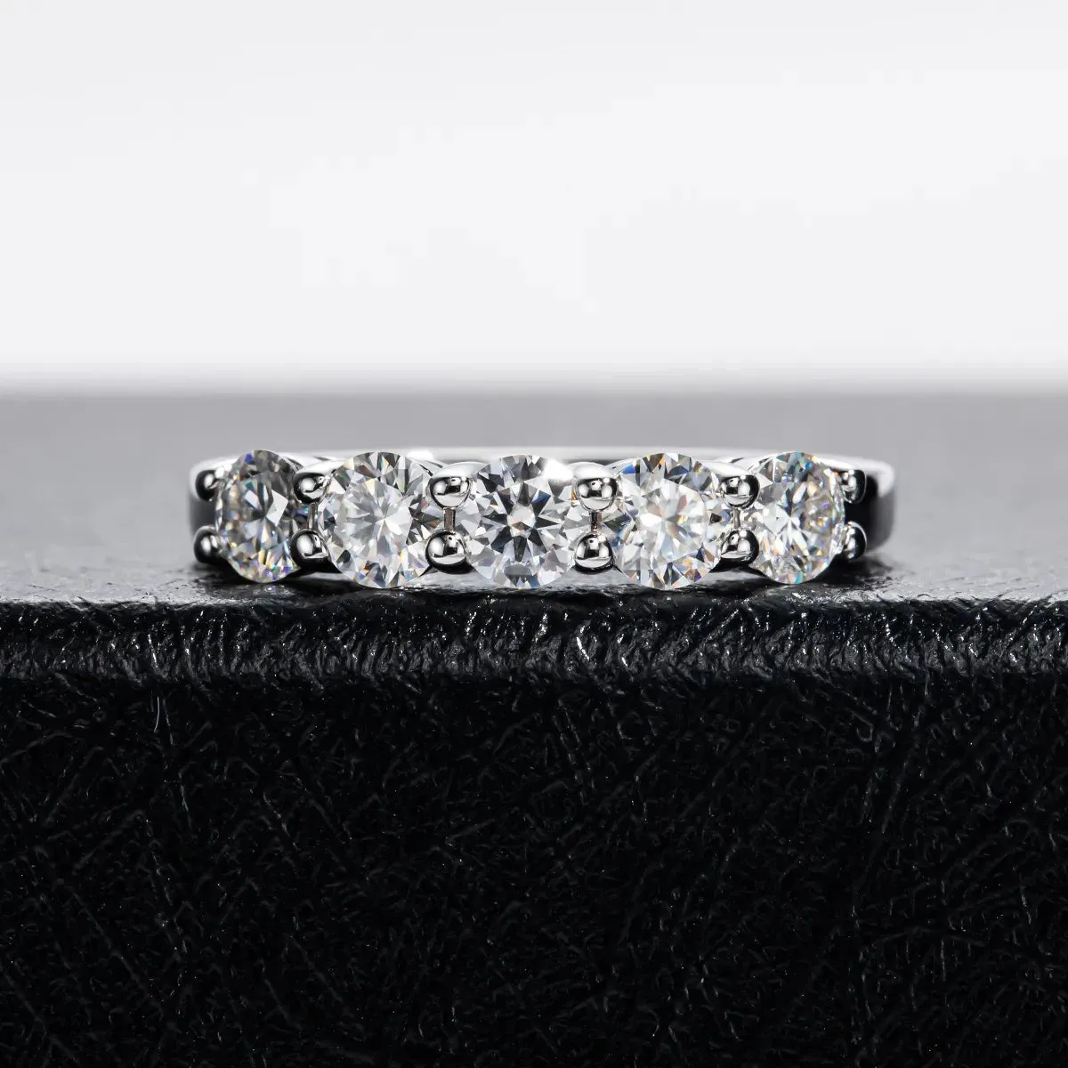 Five Stone 4mm Round Cut Diamond Wedding Band